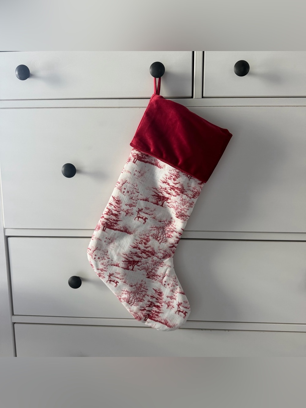 NWOT Hobby Lobby Red Toile Christmas Stocking Holiday